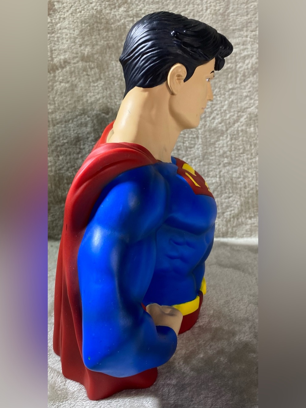 Monogram DC Comics Superman Plastic Coin Bank Bust Figure w/ Coin Slot Blue Red - Picture 2 of 12